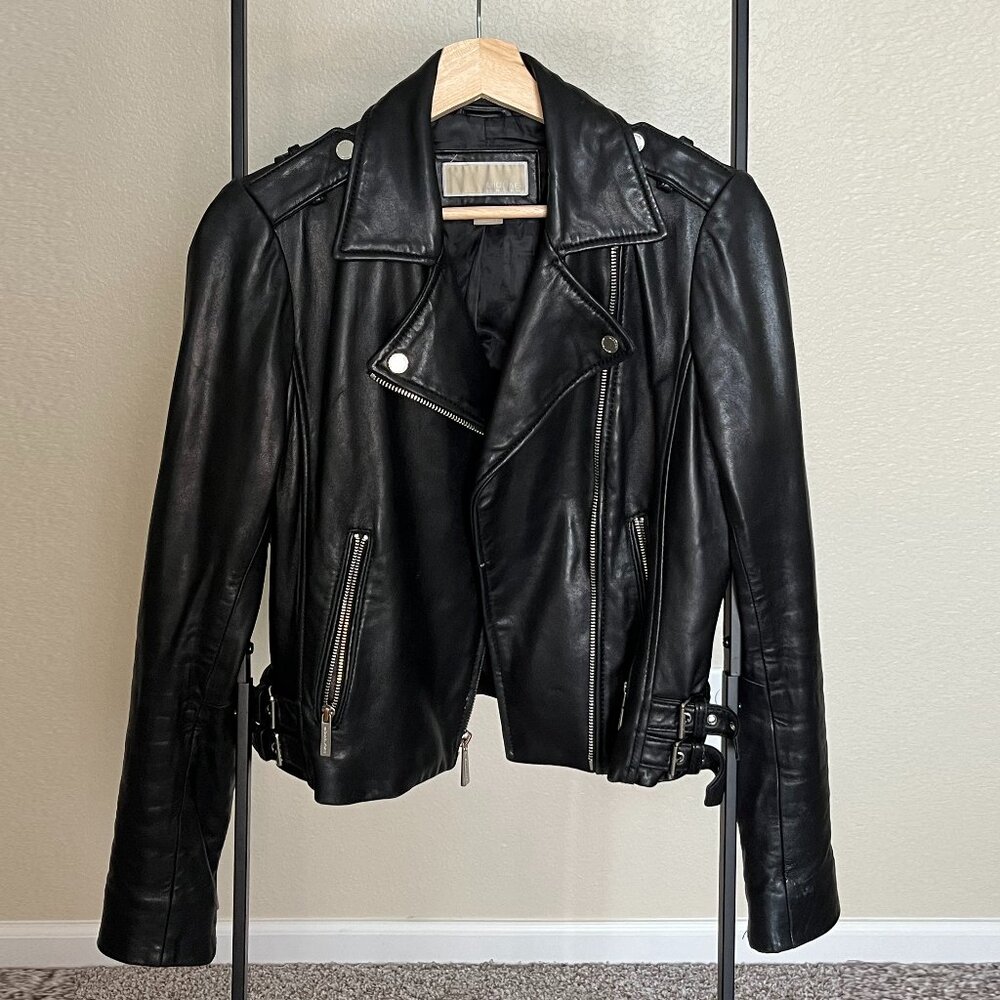 Michael Kors Leather Moto Jacker Size S - Picture 4 of 11